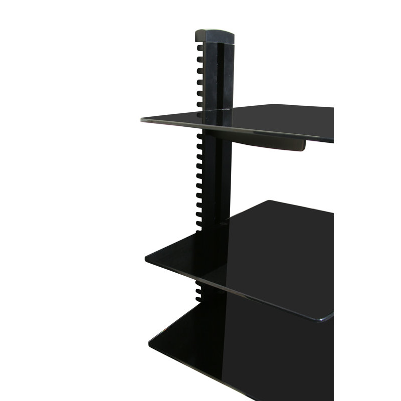 Symple Stuff Otselic Wall Mounted Av Component Shelving System With 3 Adjustable Tempered Glass Shelves Reviews Wayfair