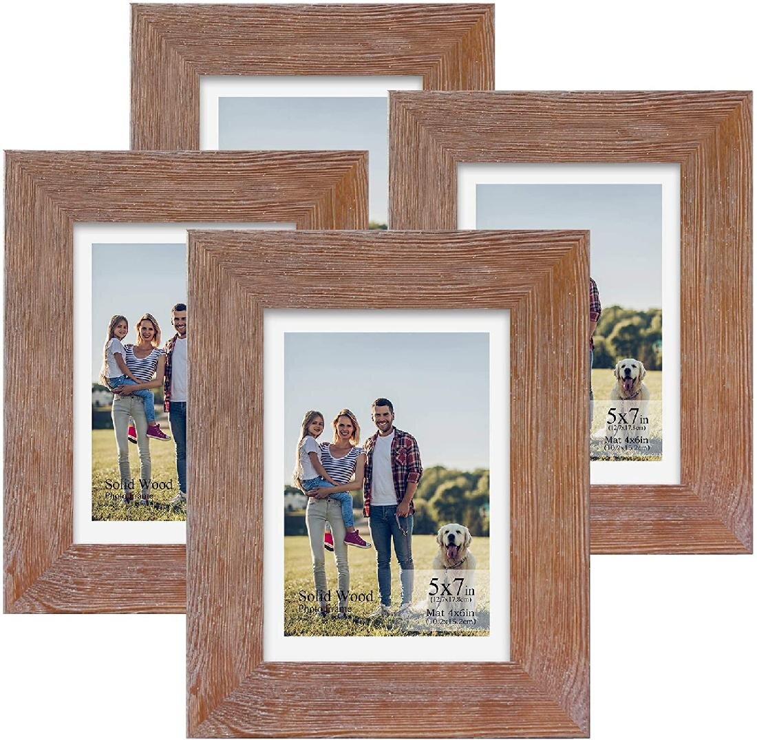 5x7 Picture Frames Rustic Fits 5 by 7 Glass Shabby Chic Wall Tabletop Photo Dispay 6Packs 