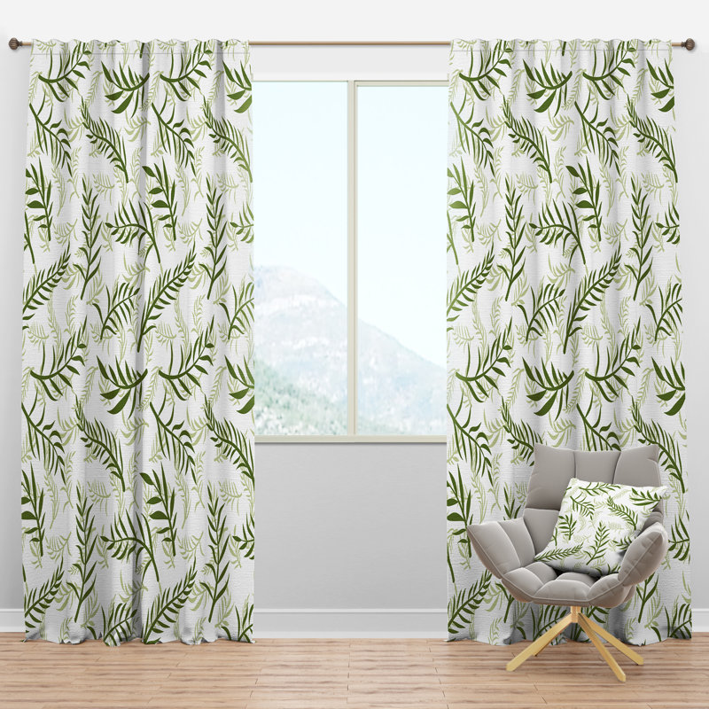 Designart Mid Century Tropical Botanicals I Floral Semi Sheer Thermal Rod Pocket Curtain Panels Wayfair