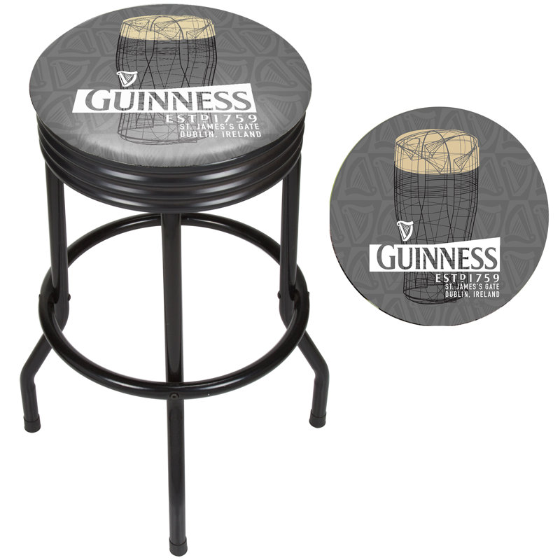 Trademark Global Guinness Line Art Pint Ribbed 29 Swivel Bar Guinness Line Art Pint Ribbed 29 Swivel Bar Stool