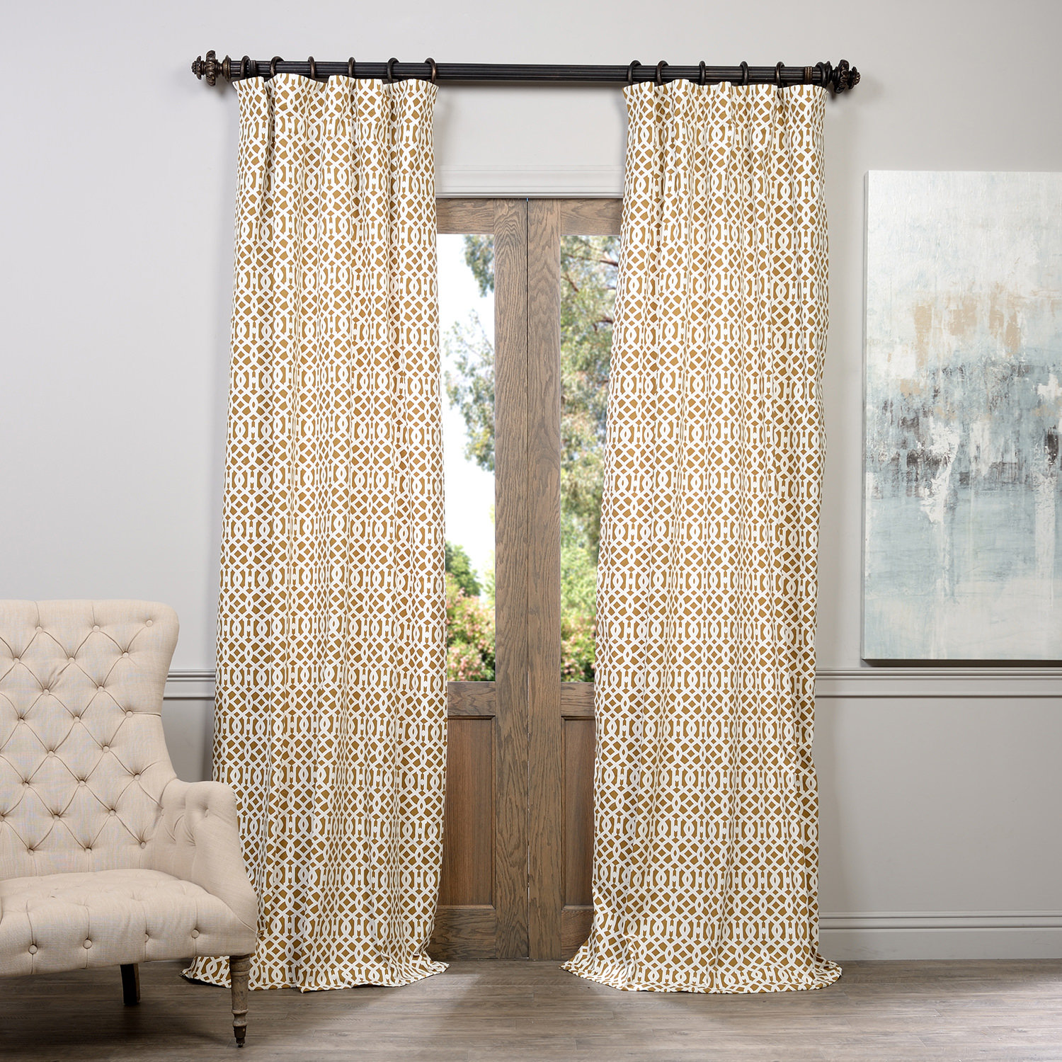 Half Price Drapes Nairobi Printed Cotton Geometric Rod Pocket Single