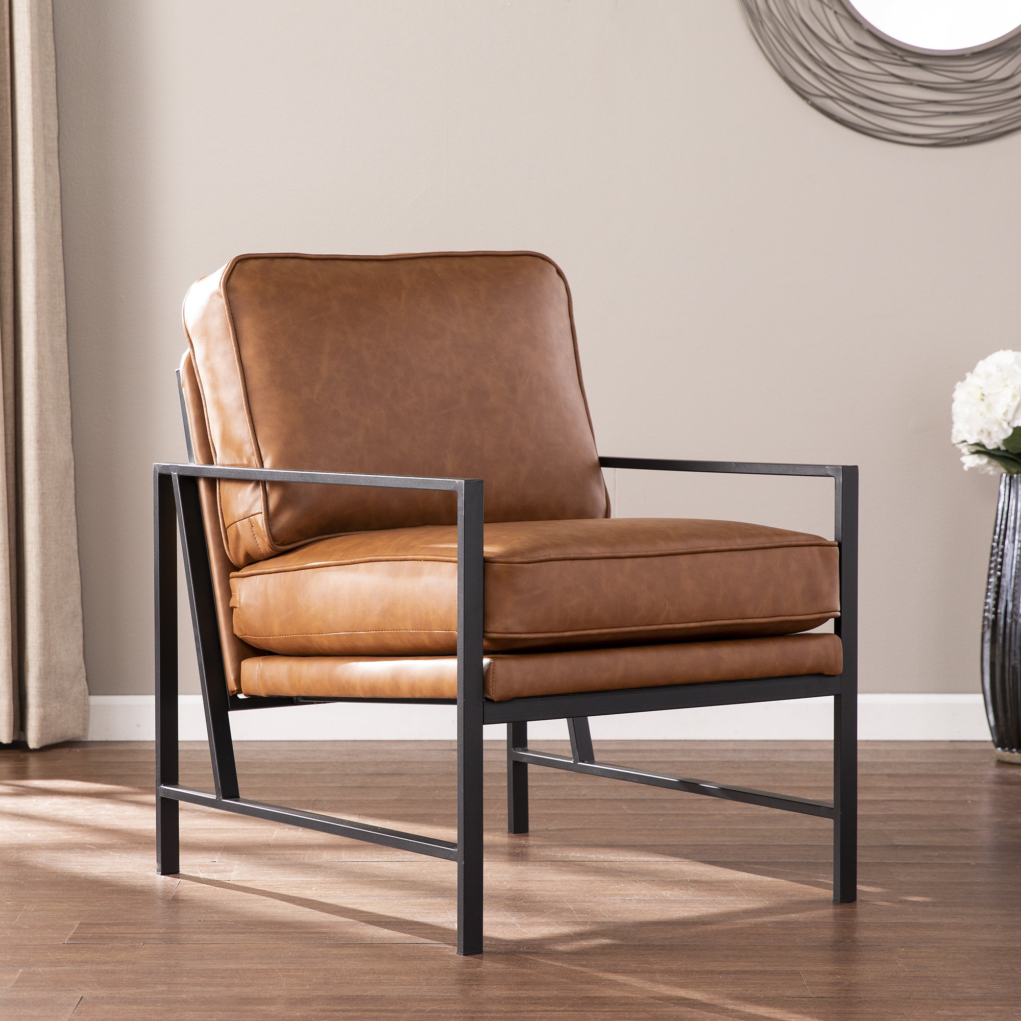 faux leather armchair