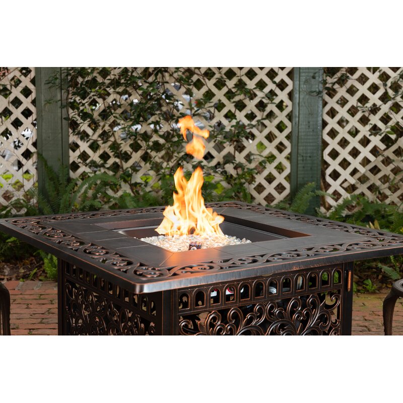 Fire Sense Sedona Cast Aluminum Propane Fire Pit Table | Wayfair