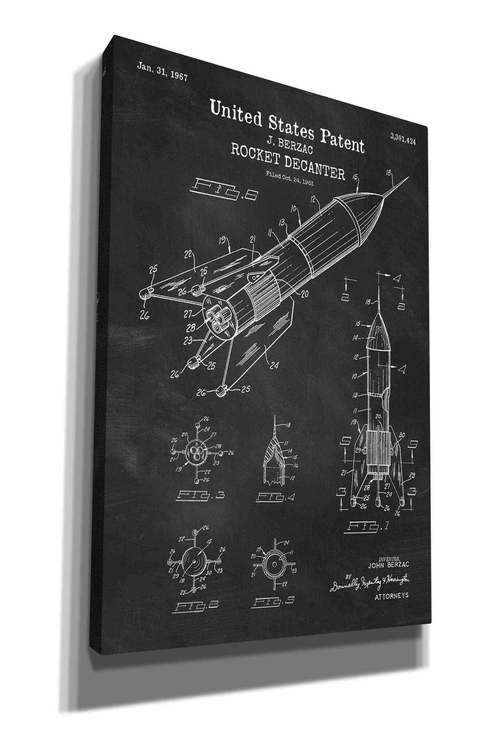 17 Stories Rocket Ship Blueprint Patent Chalkboard By - On 