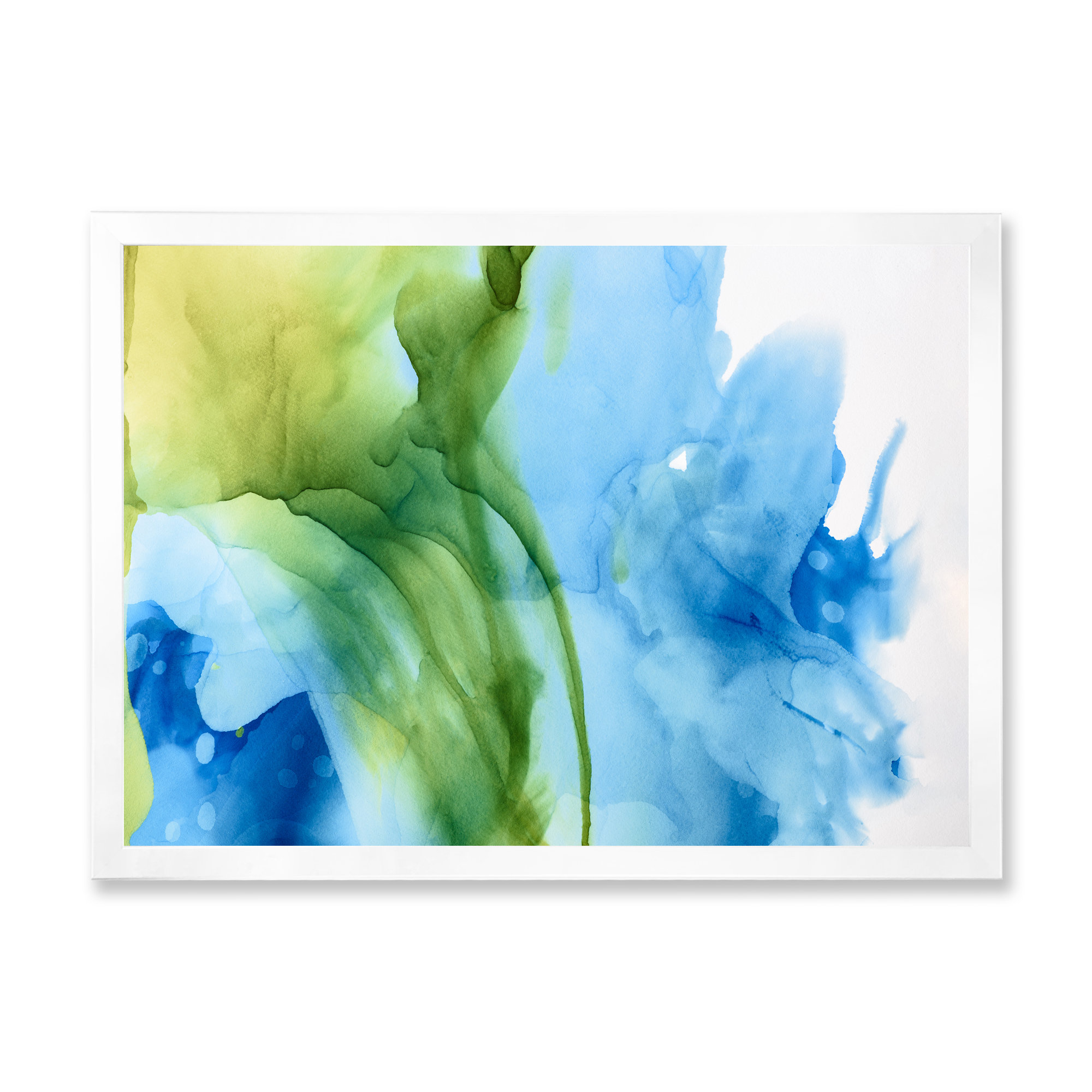 Wrought Studio Bright Green Blue Splashes Inks Bright Green Blue ...