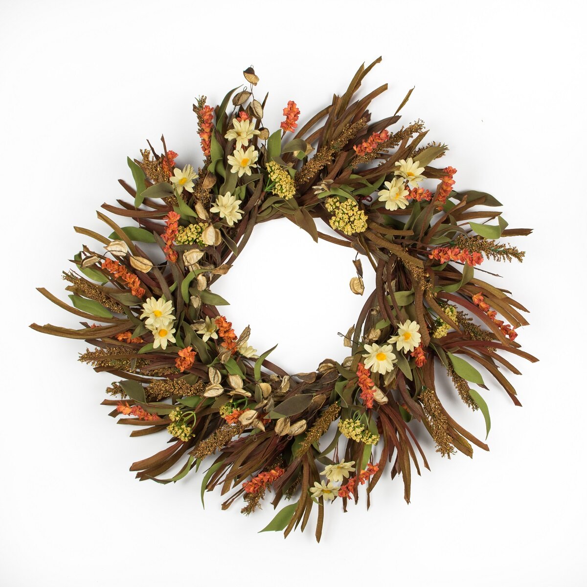 Darby Home Co 24 Faux Grass And Flower On Twig Base Wreath Wayfair