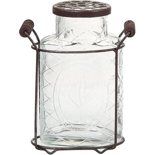 Smoke Vinatge Style Glass Vase Bottle Flower Dimple Effect Wedding Decor Clear 