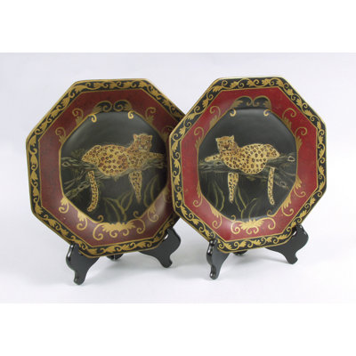 2 Piece Leopard Plate Set AA Importing