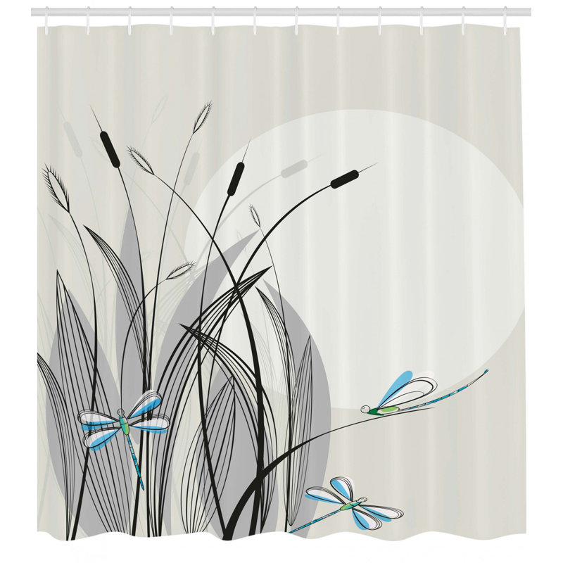 East Urban Home Dragonfly Shower Curtain Set Hooks Wayfair