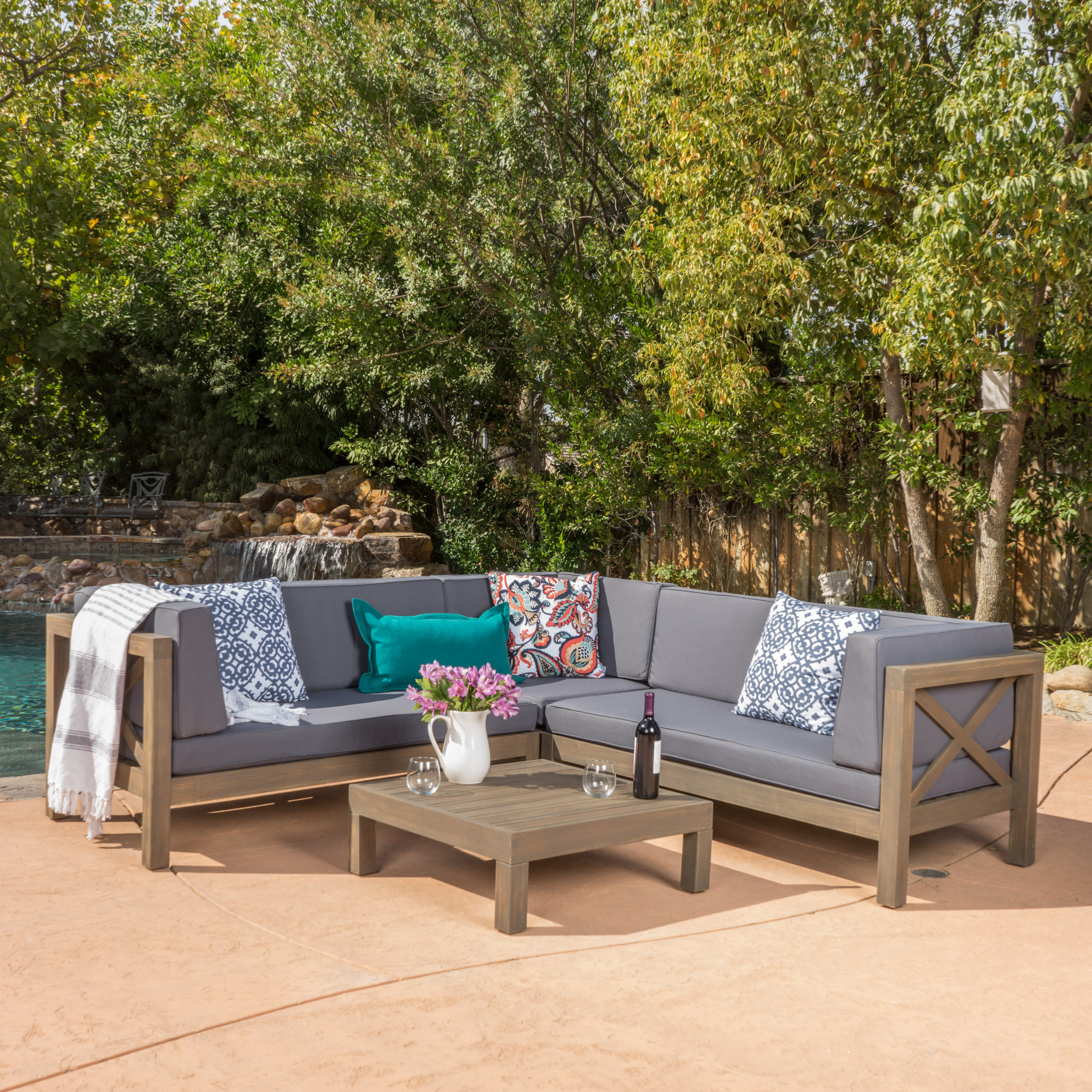Ellison 4 Piece Sectional Seating Sofa Set With Cushions