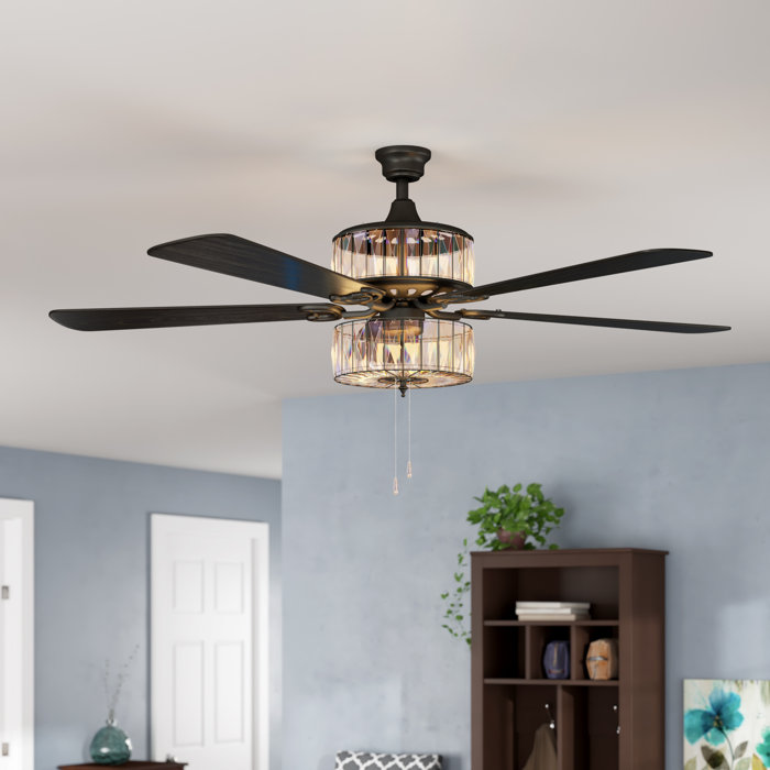 52 Njie Caged Crystal 5 Blade Ceiling Fan Light Kit Included