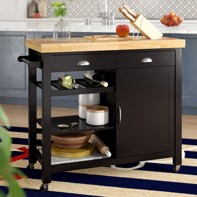 Breakwater Bay Nathaly Kitchen Cart With Wood Top Reviews Wayfair