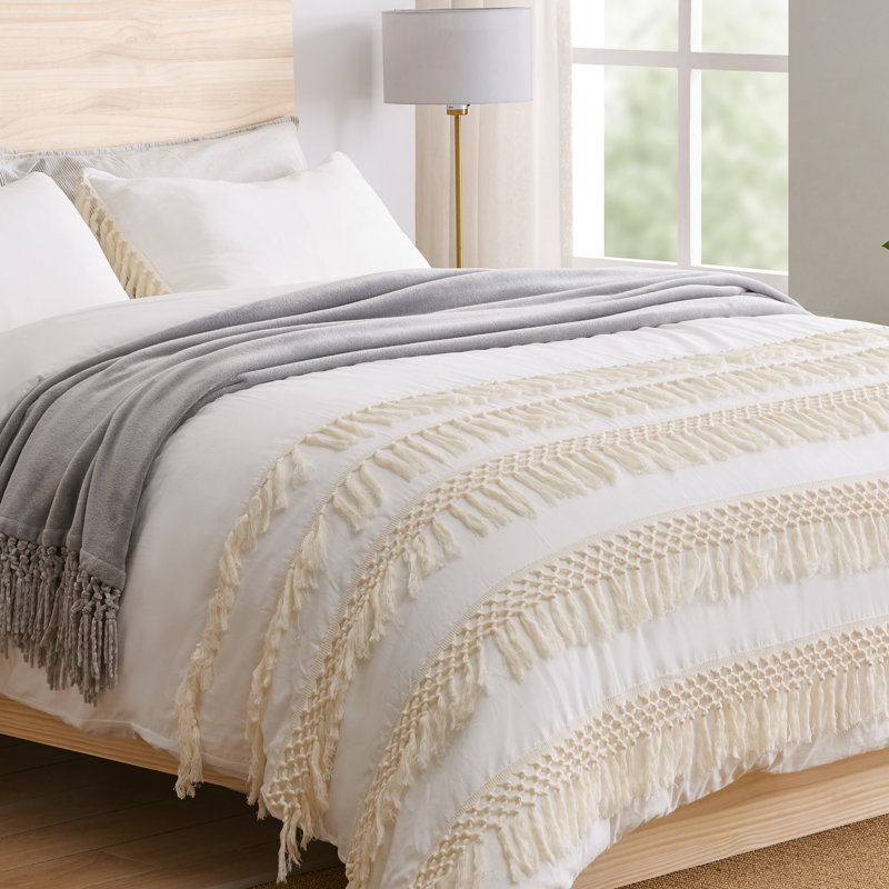Sweet Jojo Designs Ivory Boho Macrame Collection Duvet Cover Set