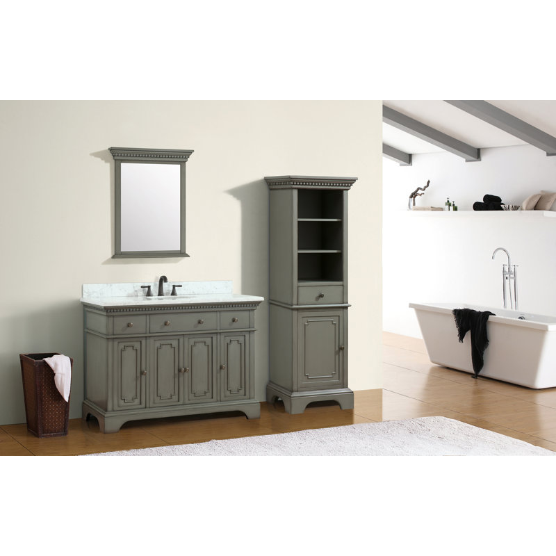 Azzuri Hastings Farmhouse Country Beveled Bathroom Vanity Mirror