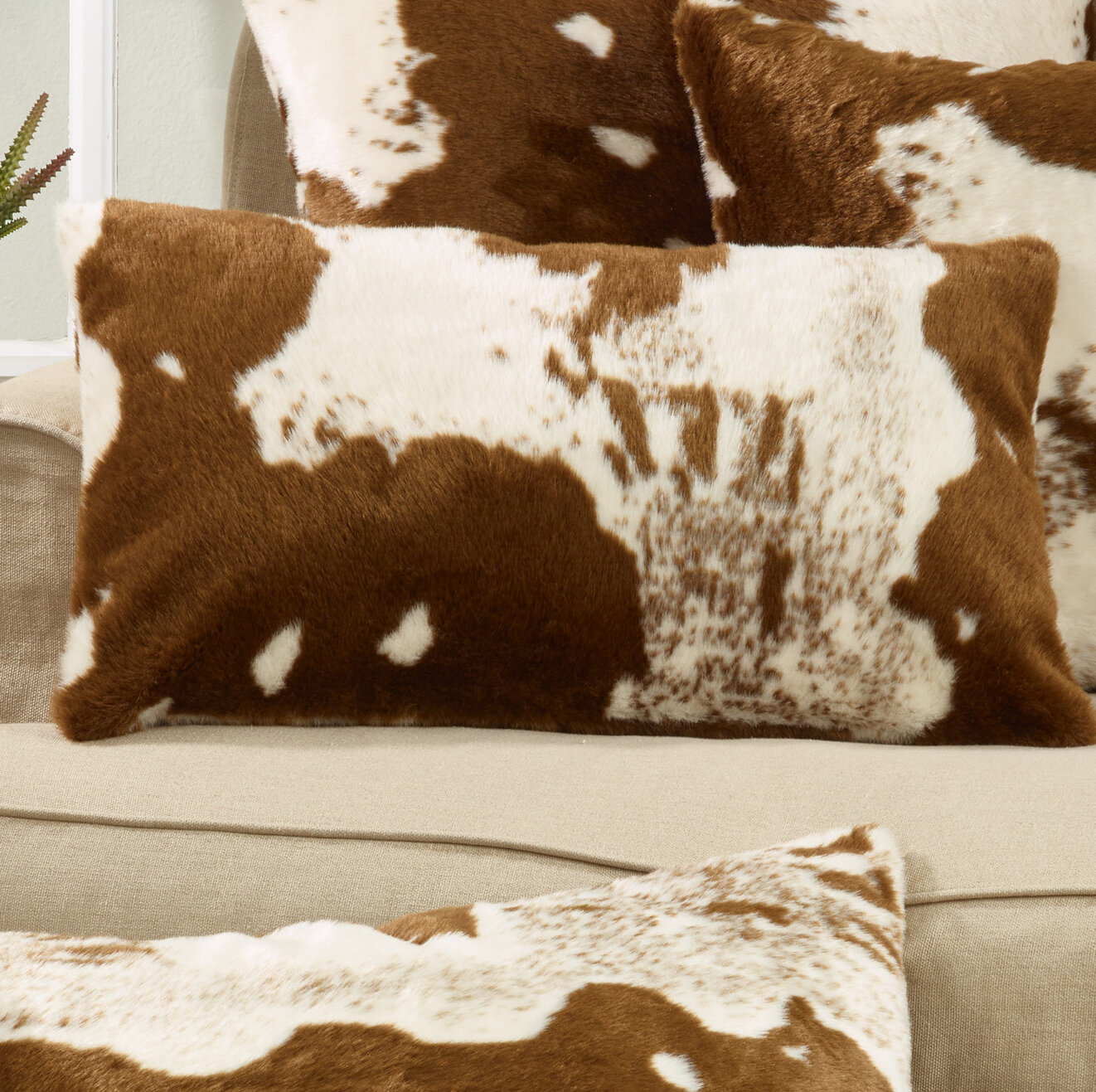 Millwood Pines Aubriella Urban Faux Cowhide Pillow Cover Only