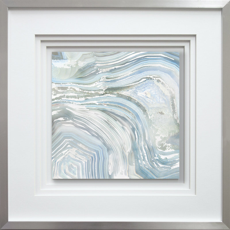 Highland Dunes Agate In Blue Ii Framed Graphic Art Print
