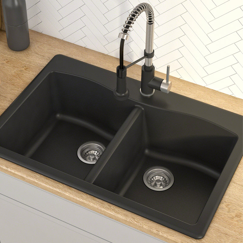 Kraus Forteza™ 33" x 22" Double Basin Drop-In Kitchen Sink ...