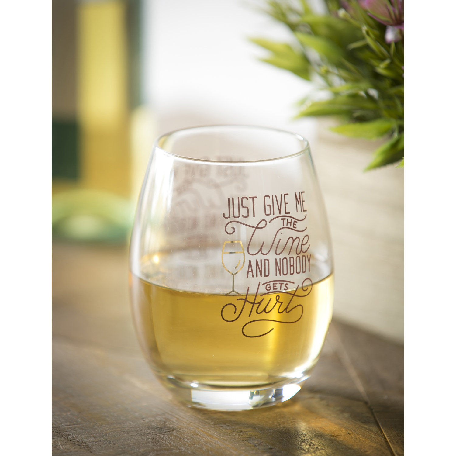 Cypress Just Give Me the Wine and Nobody Gets Hurt 17 oz. Stemless Wine