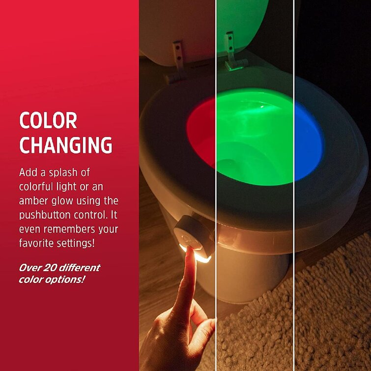 Energizer Toilet Night Light 20-Color Changing LED Toilet Bowl Light 54845 Battery Powered Stocking Stuffers Unique & Funny Gift Idea Motion Sensor Activated Bathroom Night Light 
