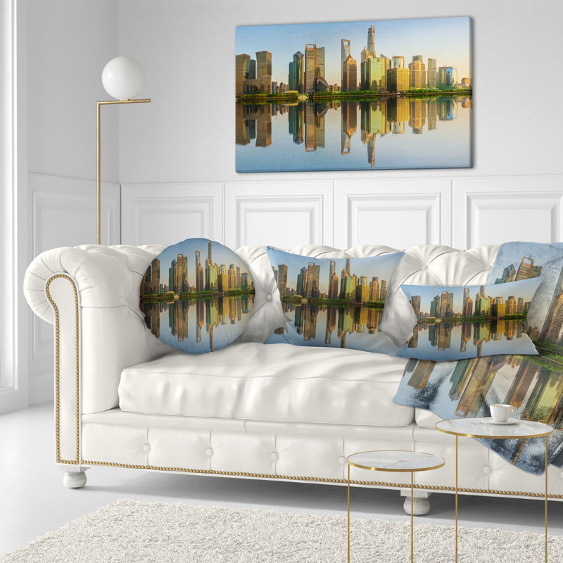 East Urban Home Cityscape Shanghai Huangpu River At Sunset Lumbar Pillow Wayfair