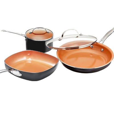 Gotham Steel Copper 5 Piece Ceramic Non Stick Cookware Set Gotham Steel