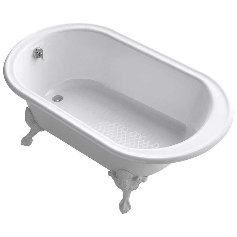Transitional 66" Clawfoot Bath Tub with White Exterior, Less Feet