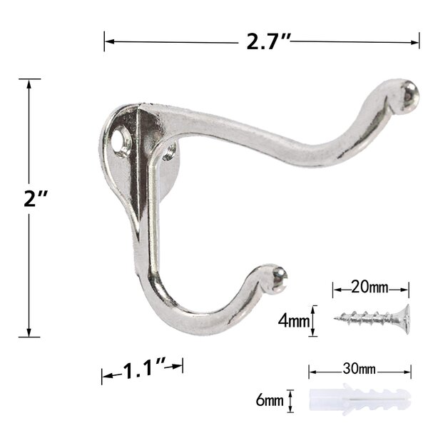 Chico 10 - Hook Wall Mounted Hook in Silver