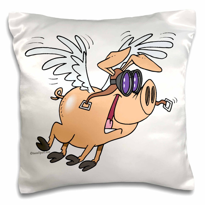 East Urban Home Funny Flying Pig Flyer Cartoon Pillow Cover Wayfair