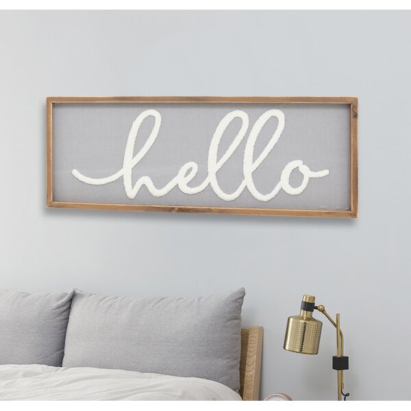 Hello Wood Sign Home Décor Wall Art Painted Gold 8 x3