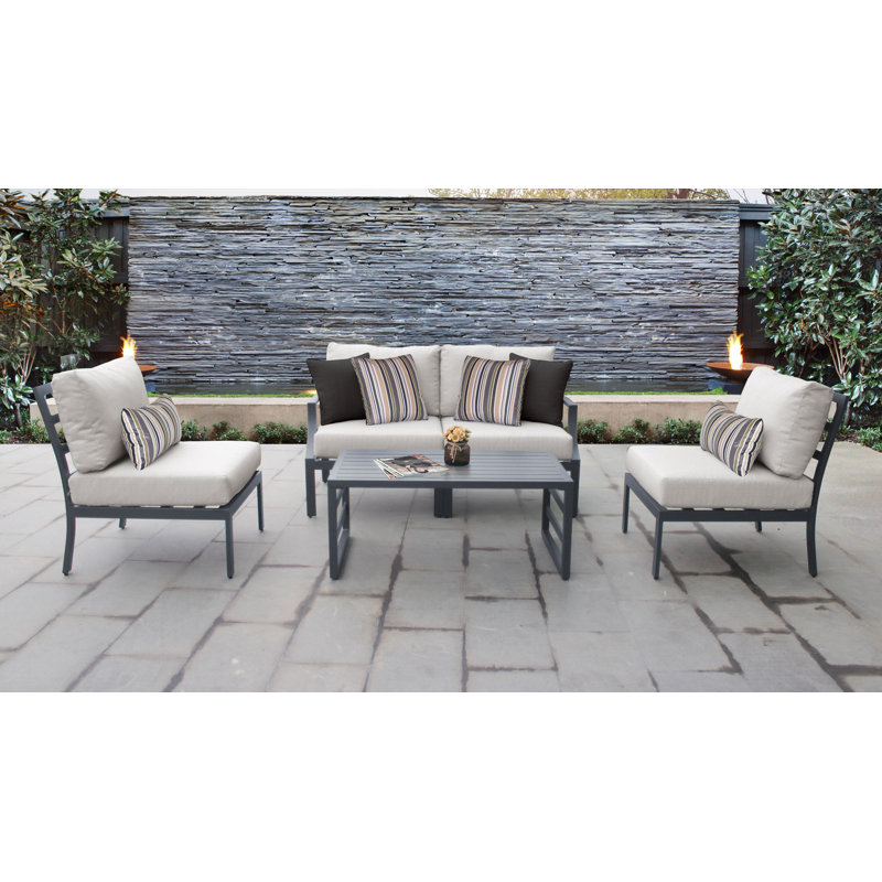 Ivy Bronx Benner Outdoor Aluminum 5 Piece Sectional Seating Group With Cushion Wayfair