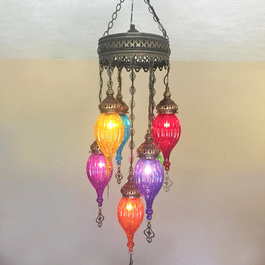 Woodymood Hanging Ceiling Mosaic Lamps Handmade Turkish