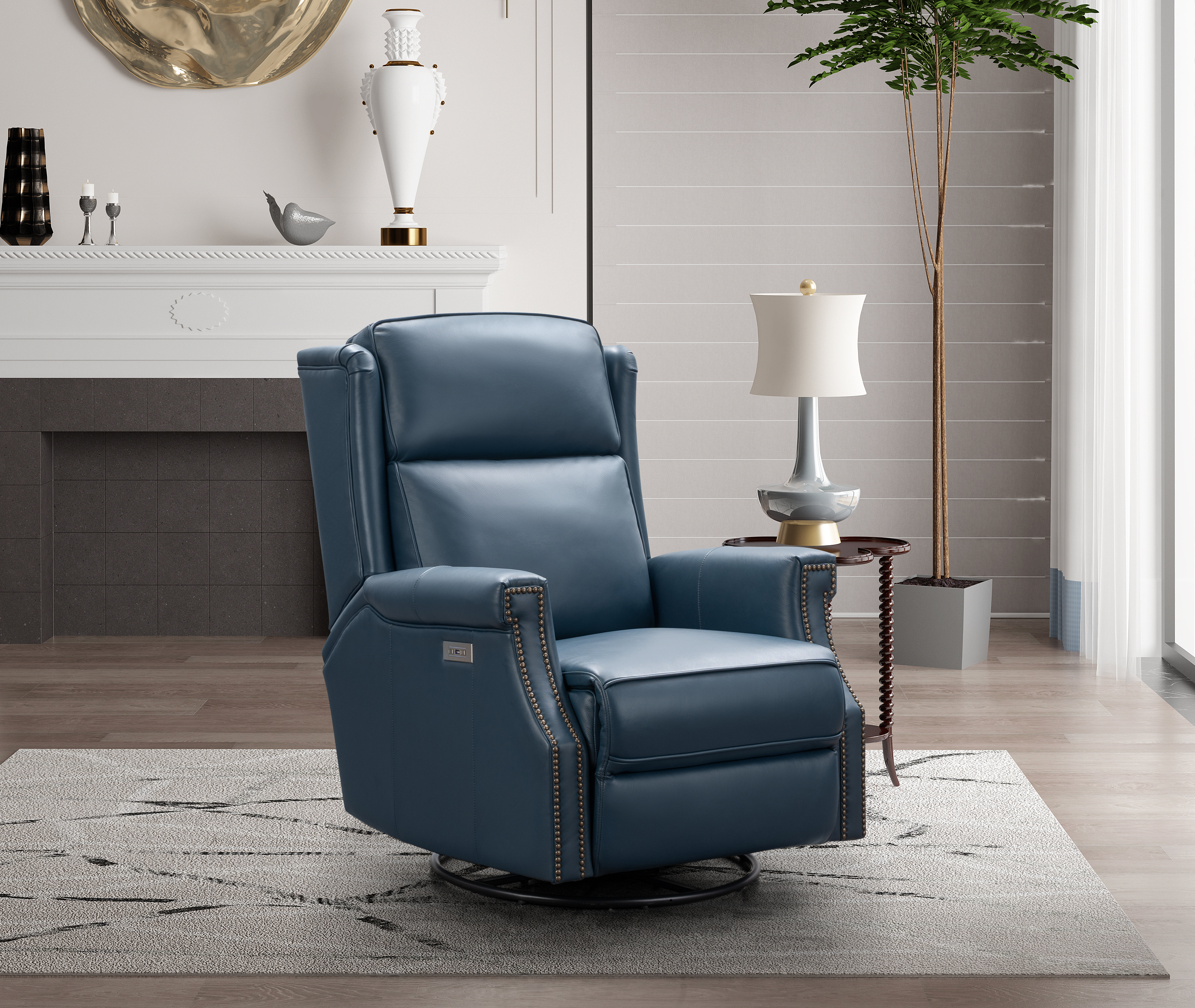 barcalounger leather swivel recliner