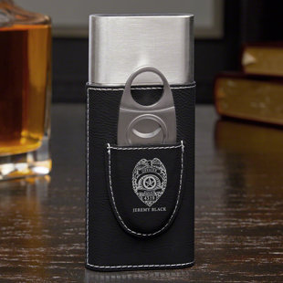 6-Ounce Visol Father and Son Time Stainless Steel Hip Flask Satin Finish Chrome