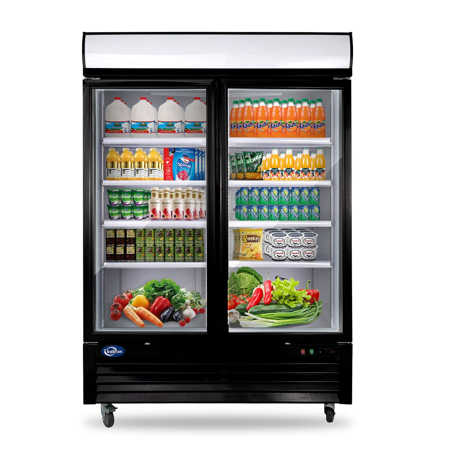 Kalifon 54" Commercial Display Refrigerator Merchandiser With 2 Glass