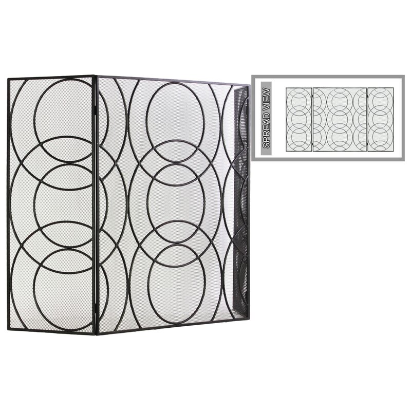 Benzara Hinged 3 Panel Metal Fireplace Screen Wayfair