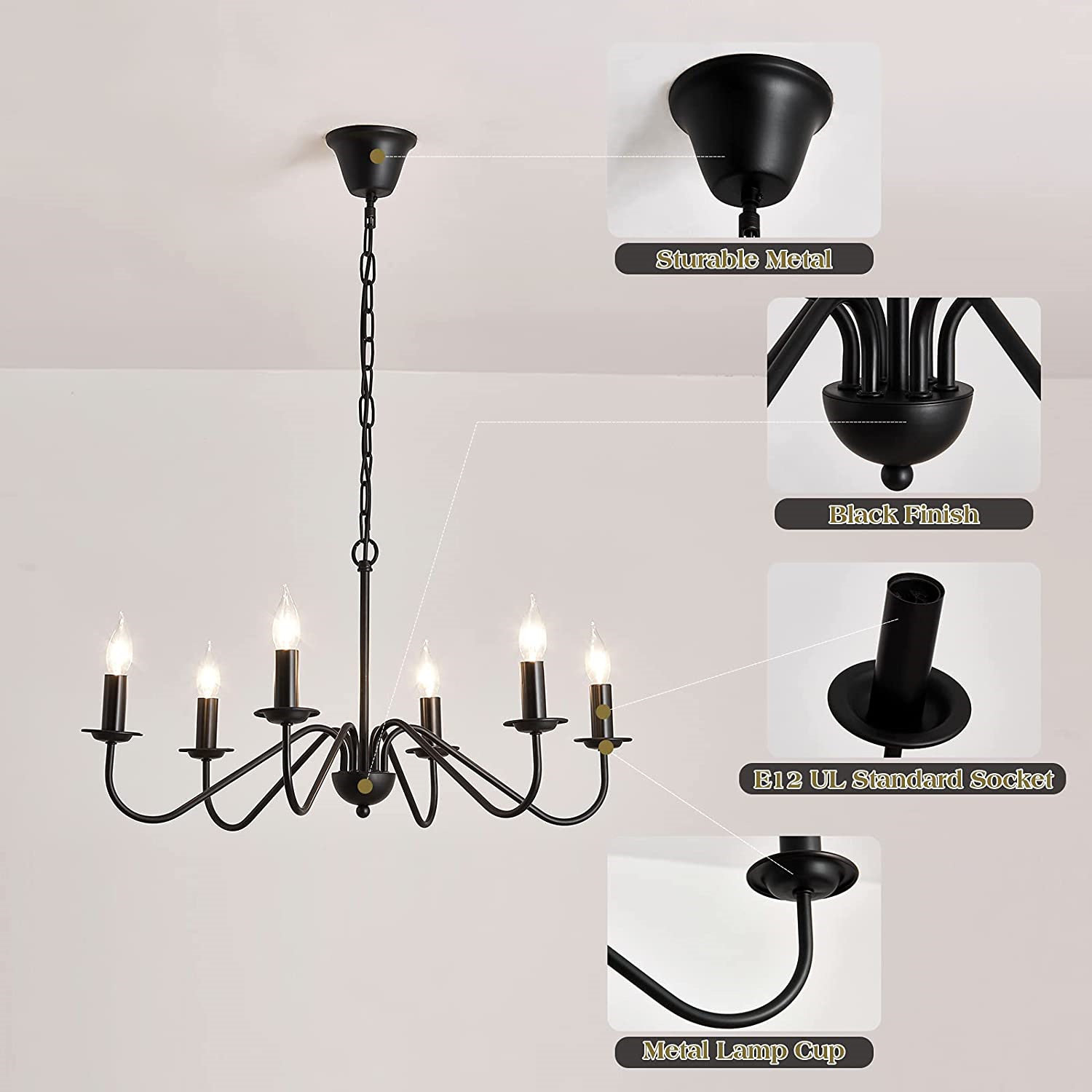Industrial Farmhouse Iron Chandelier Light Edison Cafe Bar Restaurant Rustic 6