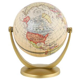 5" BLACK Vintage World Globe Antique Decorative Desktop Globe Rotate Geography 