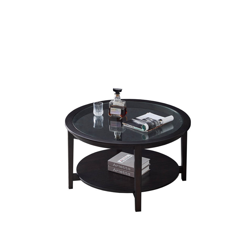 Red Barrel Studio Modern Solid Wood Round Coffee Table With Tempered Glass Top Wayfair Ca