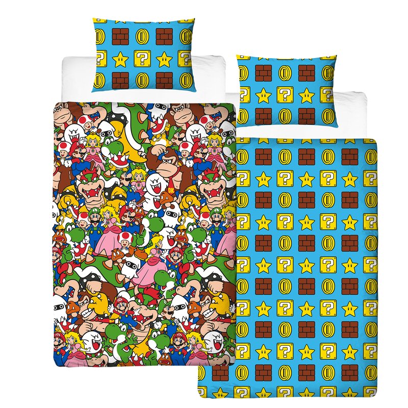 Character World Mario Gang Single Duvet Set Wayfair Co Uk