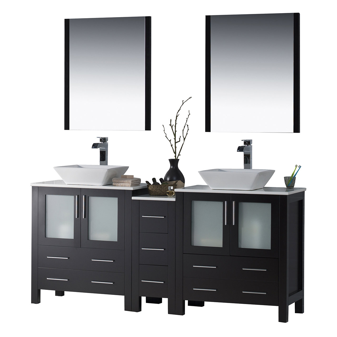 Orren Ellis Mance 72" Double Bathroom Vanity Set with Mirror Wayfair