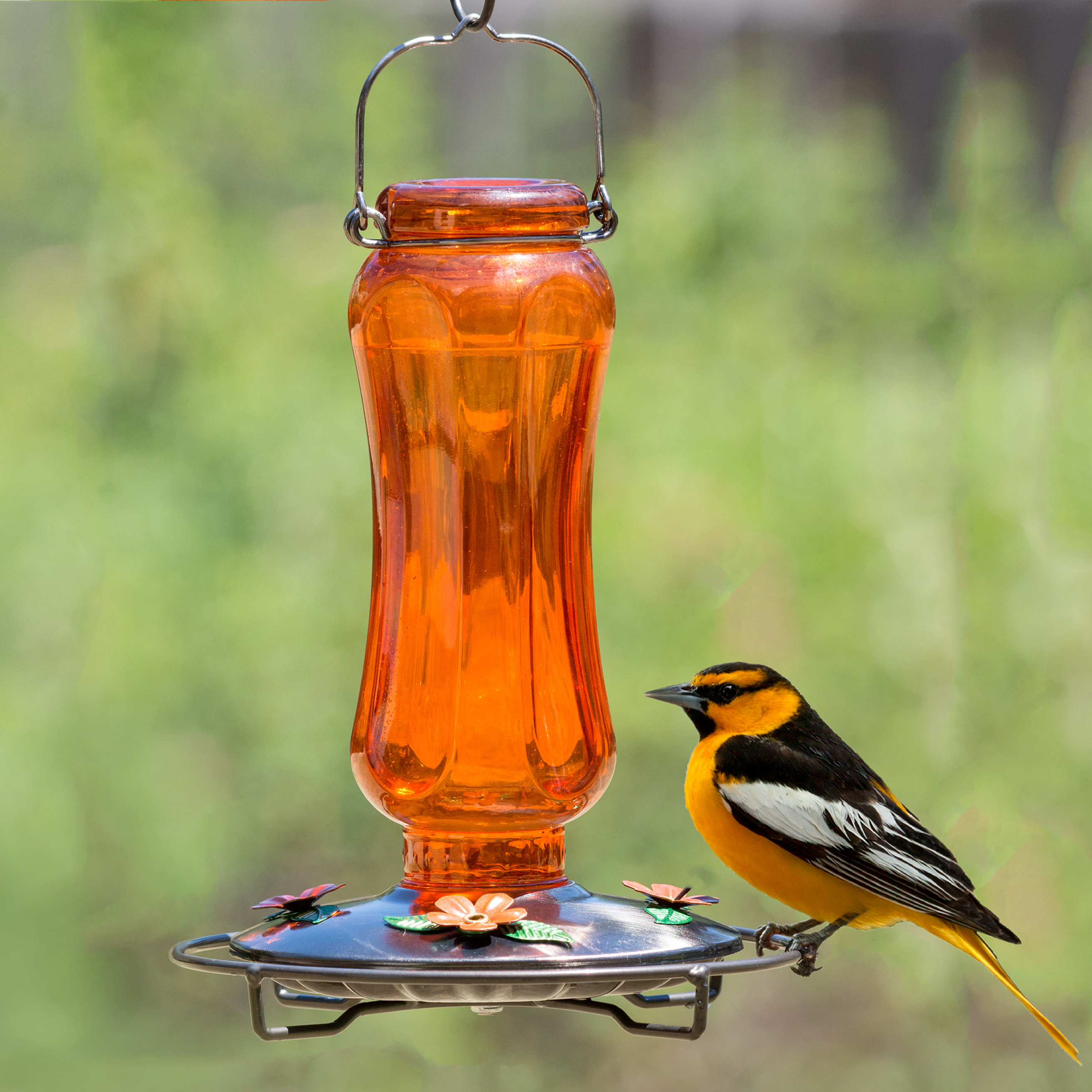 Perky Pet Carnival Glass Vintage Oriole Hummingbird Feeder
