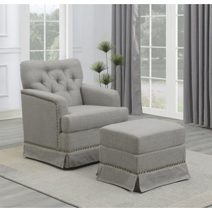 Bednar Cement And Brass Swivel Glider And Ottoman by Darby Home Co Sale