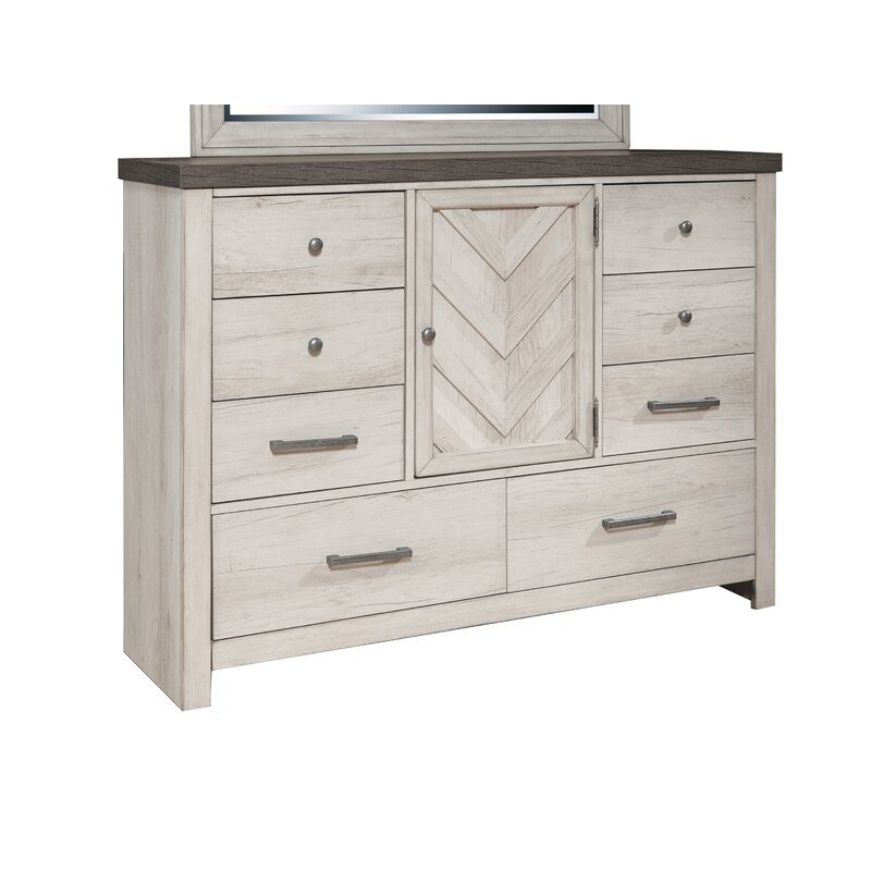 Gracie Oaks Pinar Bureau 8 Drawer Combo Dresser Reviews Wayfair