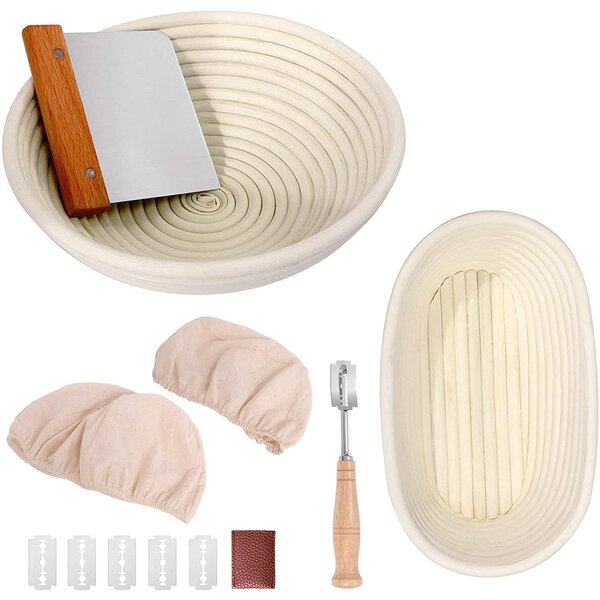 6 Pieces Bread Banneton Proofing Basket Cloth Liner Round Natural Rattan Baking Dough Baskets Cover Brotform Proofing Cloth Liner for Baking Supplies 9 Inch and 10 Inch