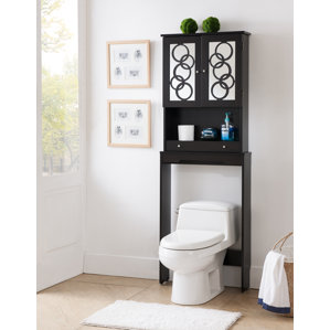 Over The Toilet Storage Cabinets Wayfair Hermes Free Standing 24 W X 67 H Over The Toilet Storage
