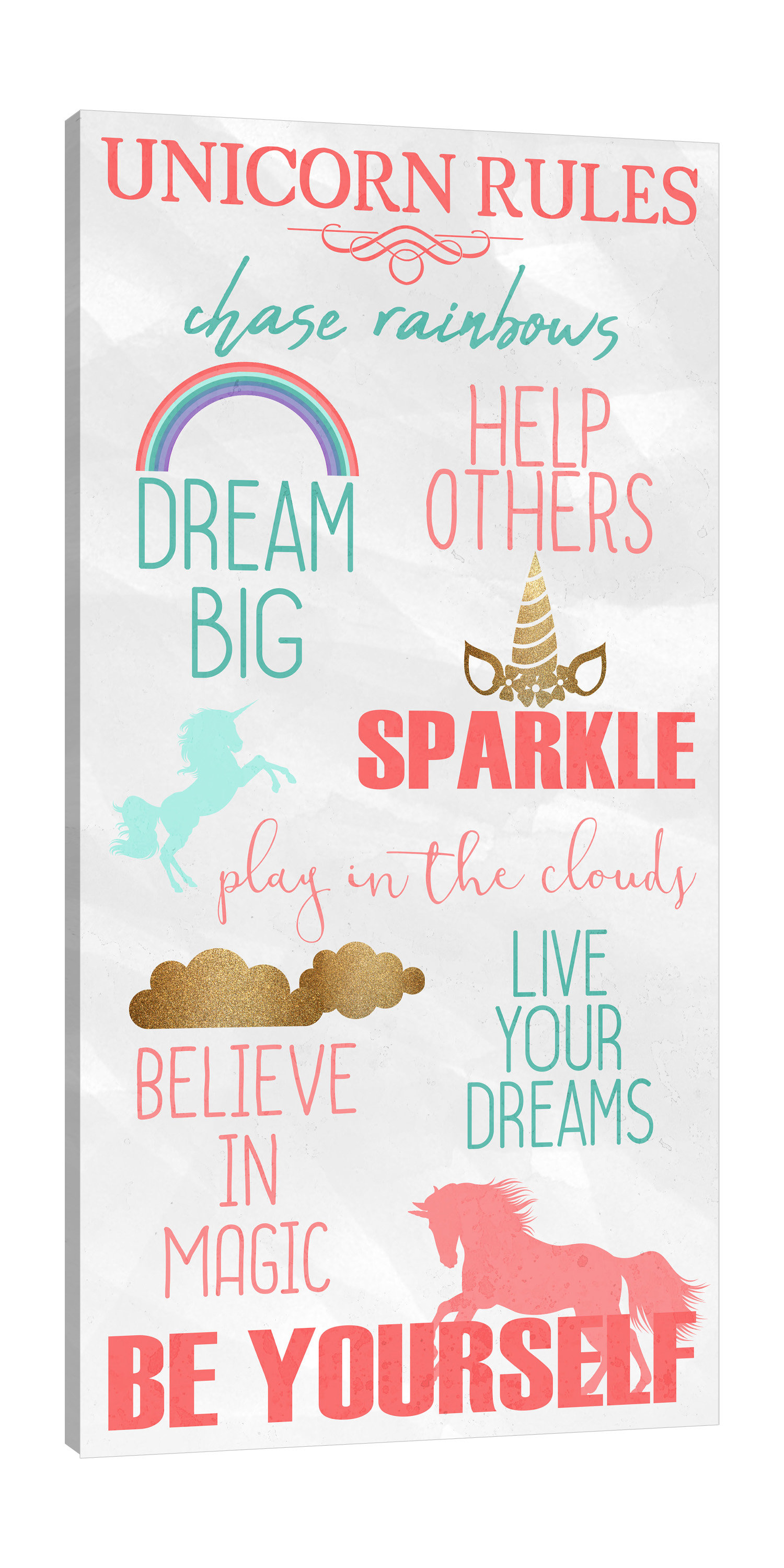 Trinx Unicorn Rules Panel by Kimberly Allen Wrapped Canvas Textual