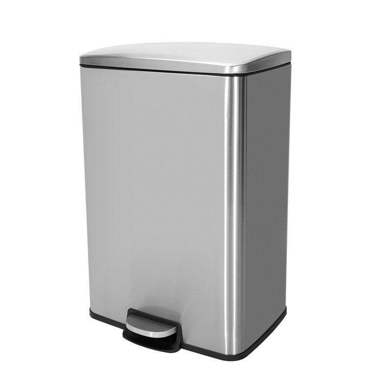 Rectangular Stainless Steel 13 Gallon Step-on Trash Can