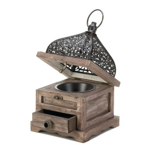 Best Small Flip-Top Wood Lantern By Bungalow Rose Outdoor Lighting Small Flip-Top Wood Lantern By Bungalow Rose Outdoor Lighting