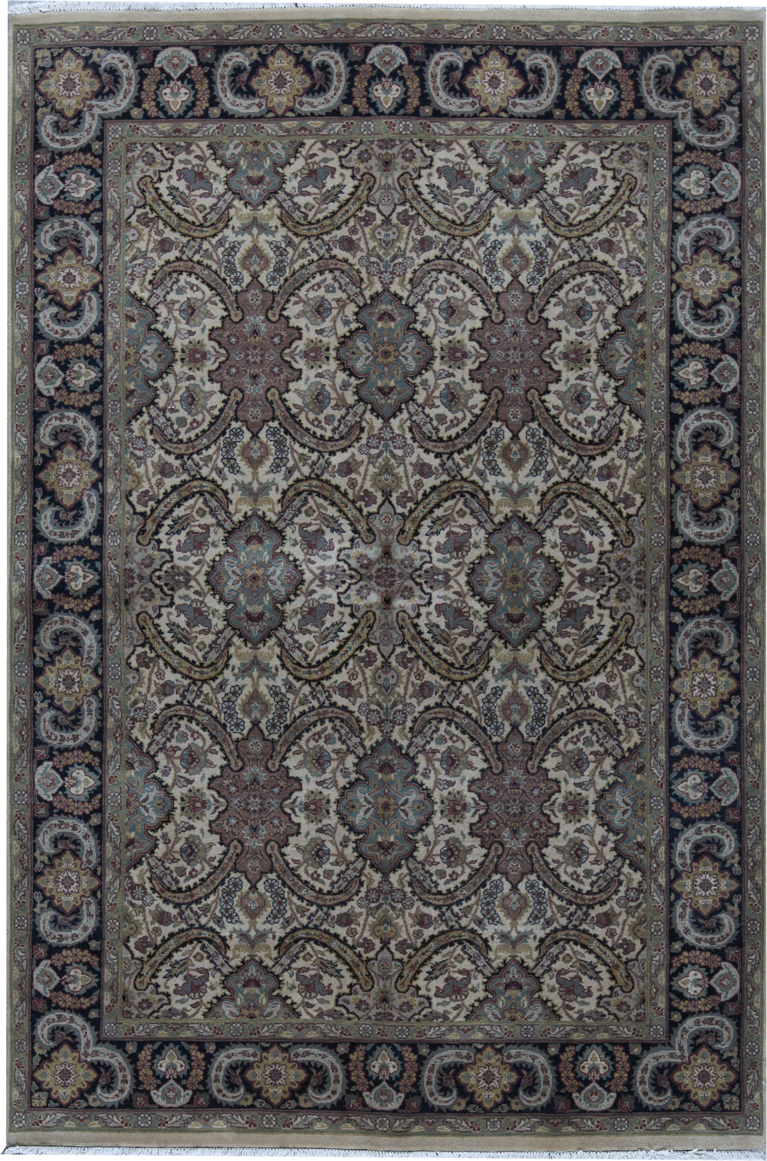 Bokara Rug Co Inc Avalon Oriental Hand Knotted 6 X 9 Wool Cream Black Area Rug Wayfair