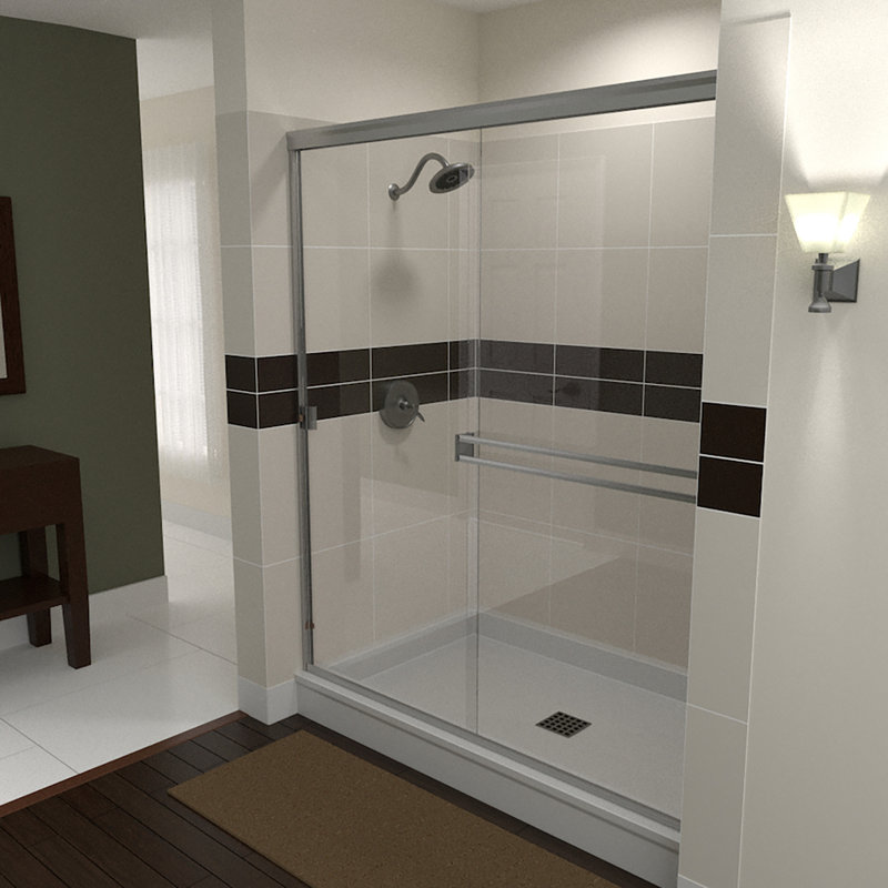 Arizona Shower Door 61 X 67 Bypass Semi Frameless Shower Door